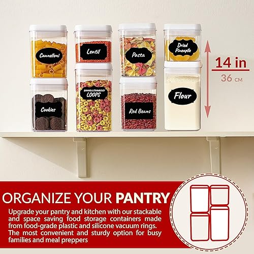 Miniatura 3 de BPC Contenedores de cocina apilables de plástico transparente para almacenamiento de productos secos, harina, azúcar, alimentos para mascotas,