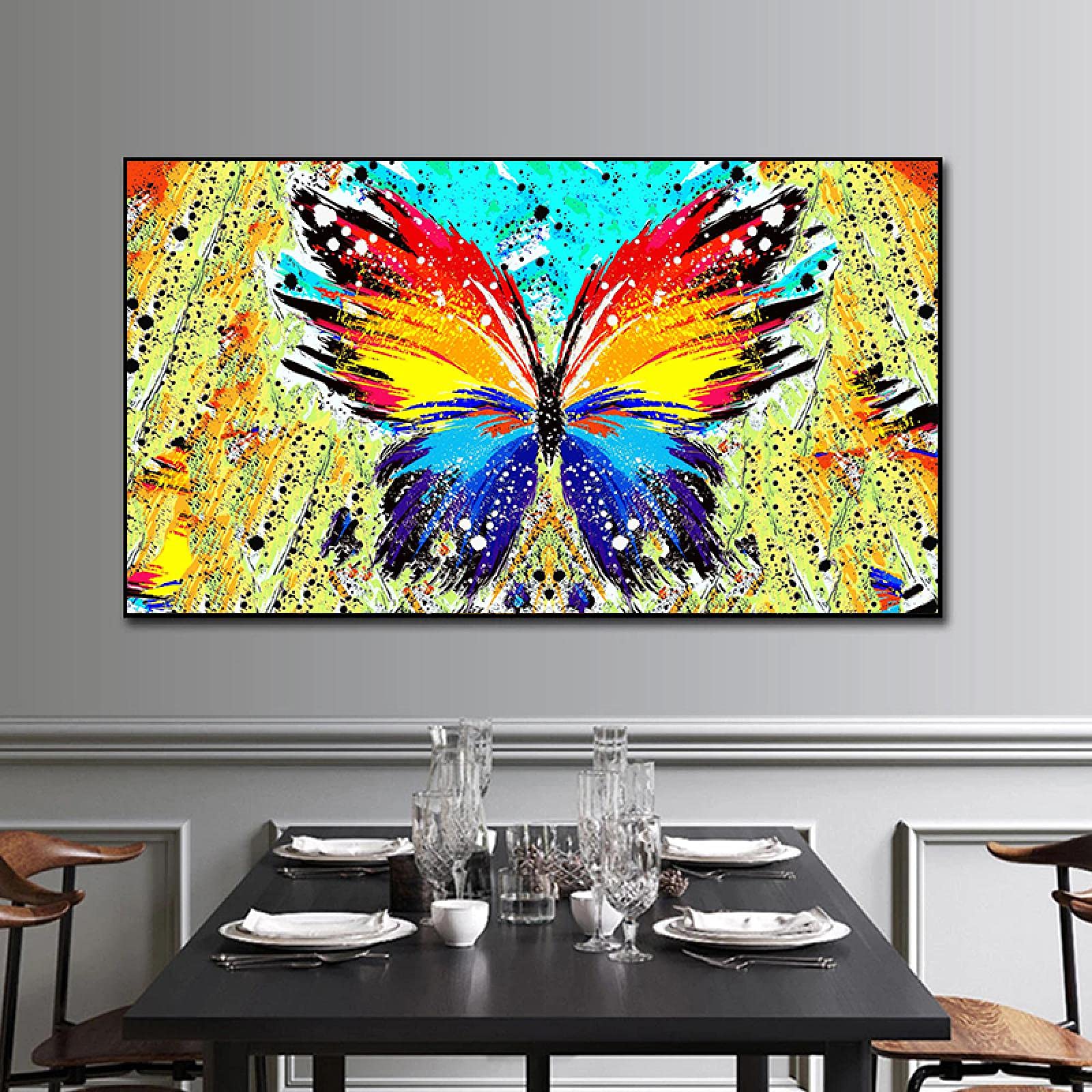 Tableau papillon coloré art abstrait impression sur toile 65x110cm - 8