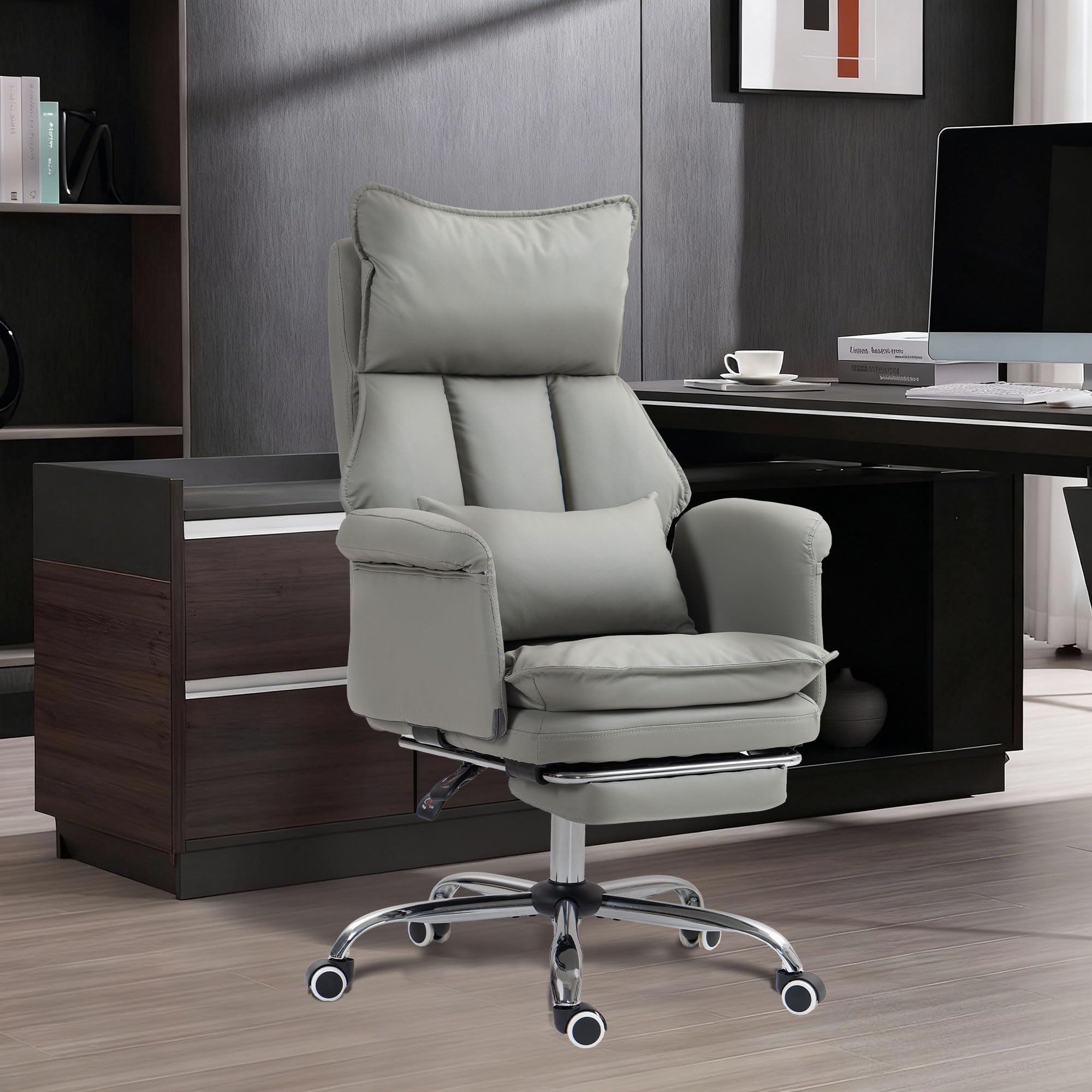 Home Office Desk Chairs Executive Office Chair 155 Reclining Office Chair with Footrest Leather High Back Comfy Computer