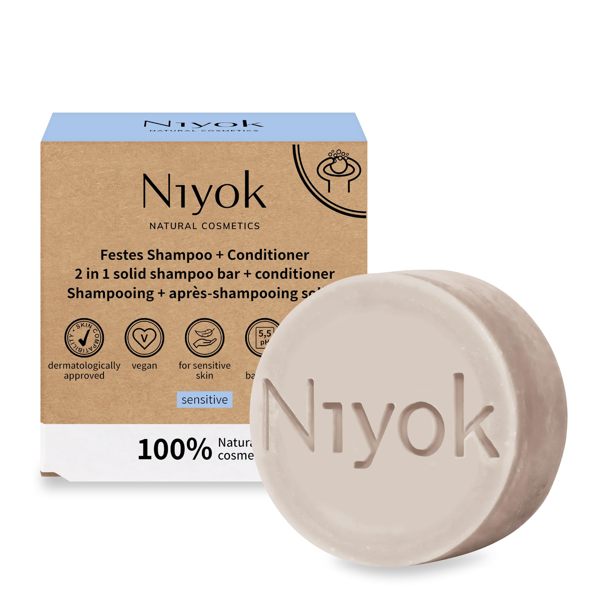 Niyok® 2-in-1 Solid Shampoo and Conditioner, Multicolored, 80 g (Pack of 1)