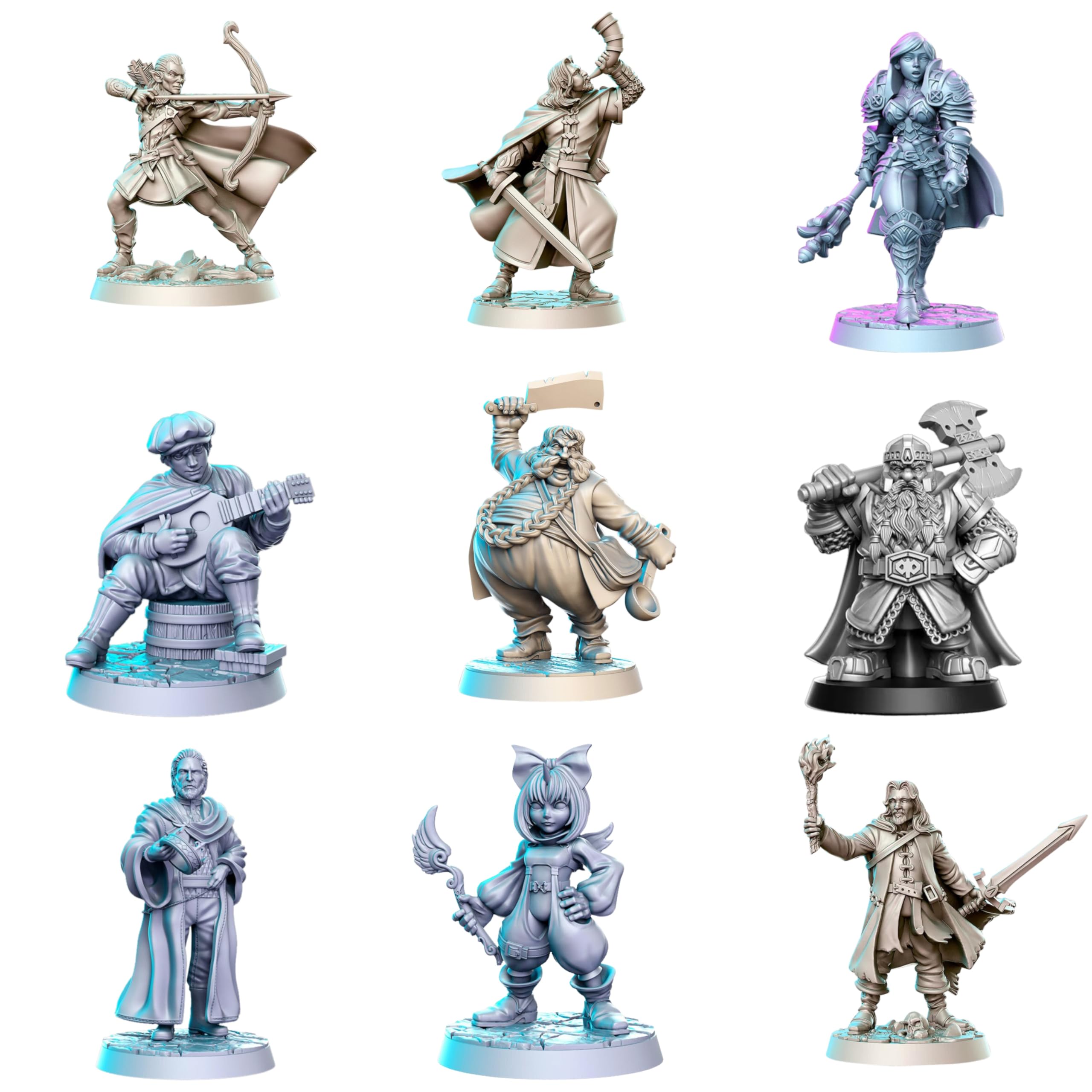 Ultimate 40-Piece Miniature Set - 40 Unique Fantasy Models for DND & Tabletop RPGs - Unpainted Resin Miniatures for Dungeon Masters & Painters - Premium 32mm Scale Figures - Image 3