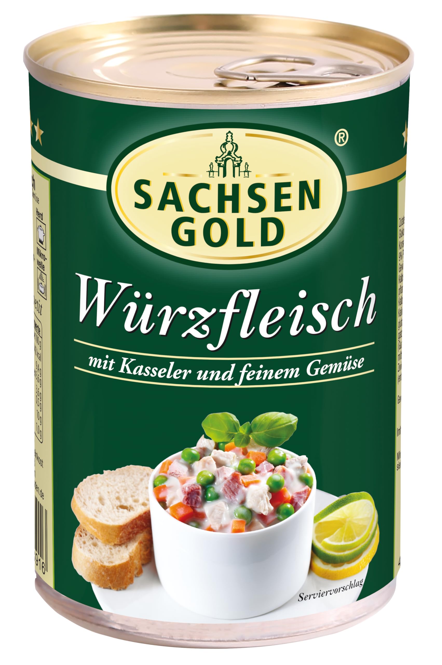 Sachsen Gold Würzfleisch 12x400g – Hähnchen & Schweinefleisch | Mit Champignons, traditioneller Rezeptur – ostdeutsche Spezialität zum Überbacken, 4,8 kg Vorrat