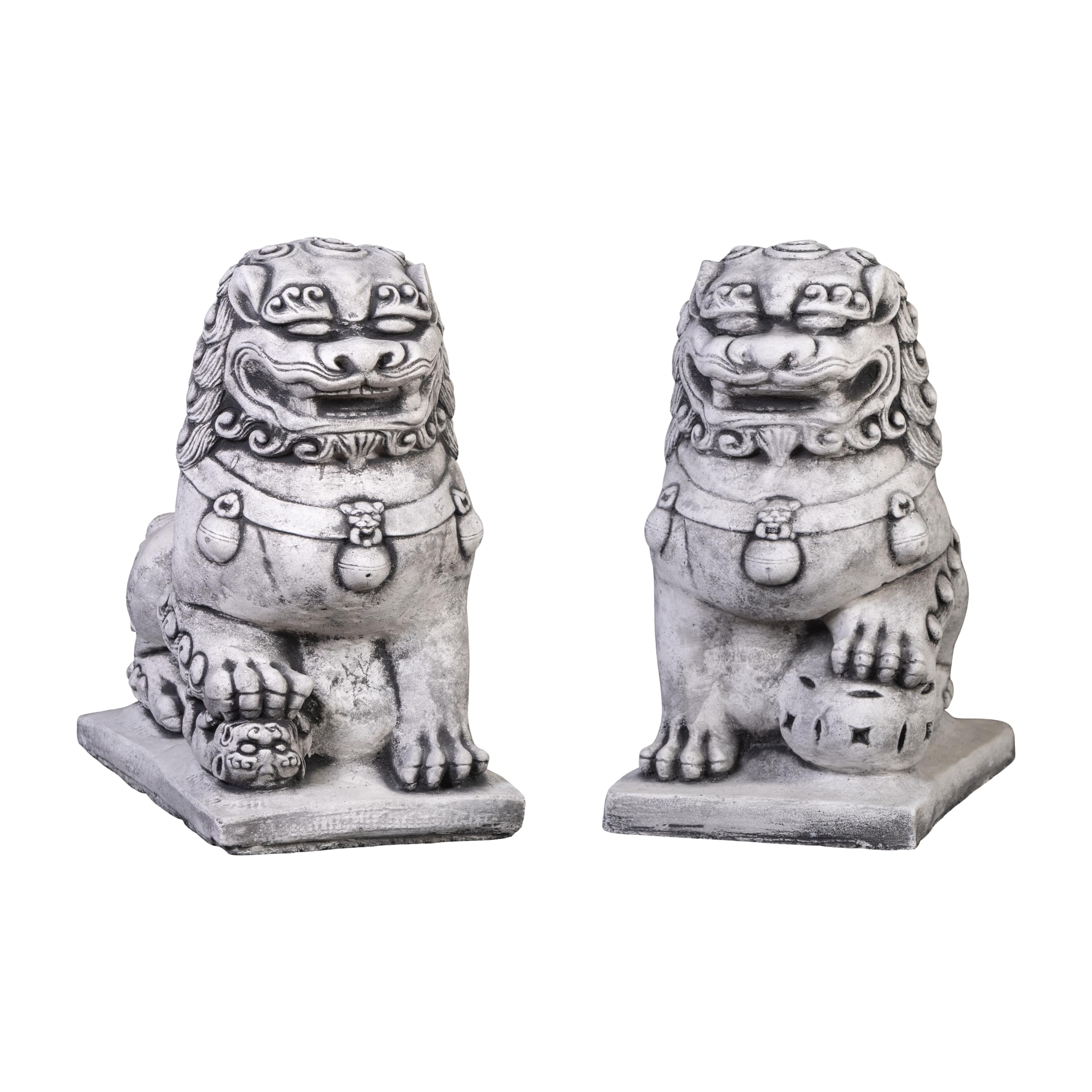 Lions gardiens chinois shishi statues de jardin en pierre reconstituée