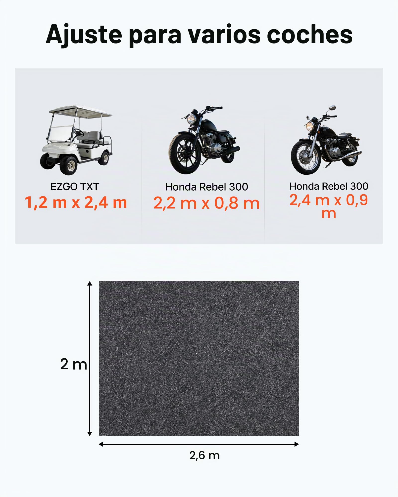 VEVOR Alfombrilla para Suelo de Garaje 2,59x2 m Alfombrilla Protectora Antideslizante Impermeable Agua Lluvia Barro Aceite para Coche con Respaldo de TPE Antifugas Fácil de Limpiar Corte, Varios Usos