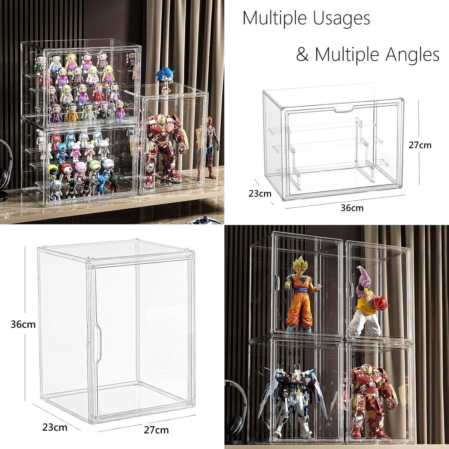 Vitrine pour Collection, Boîte de Présentation en Acrylique Transparent à 3 Niveaux pour Figurines Pop, Funko Pop, Mini Figurines, Objets de Collection, DIY (36×23×27cm) - 2