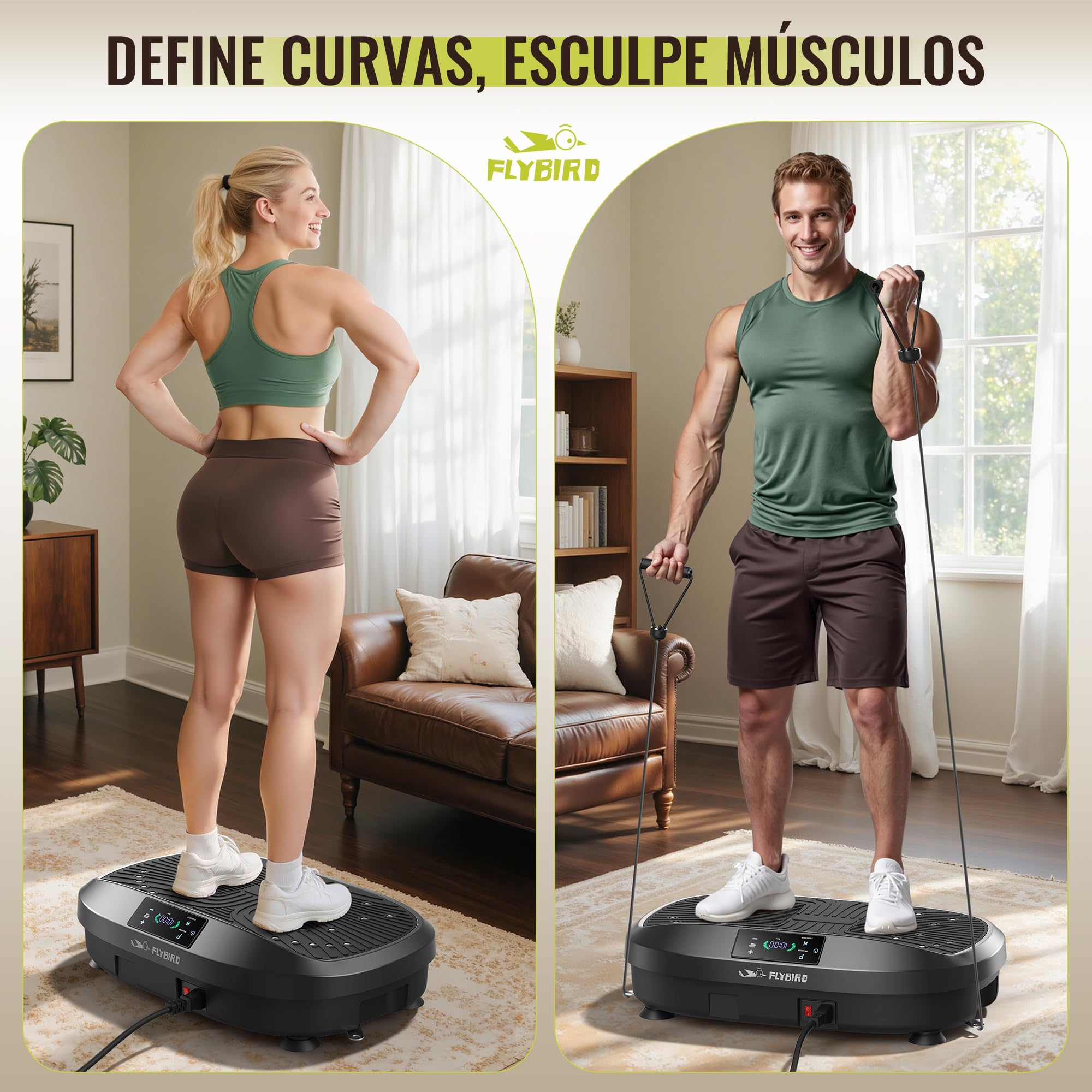 FLYBIRD Plataforma Vibratoria, Máquina de Ejercicio de Placa de vibración para Entrenamiento Corporal Completo, Ideal para Aumentar la Densidad ósea y Drenaje linfático