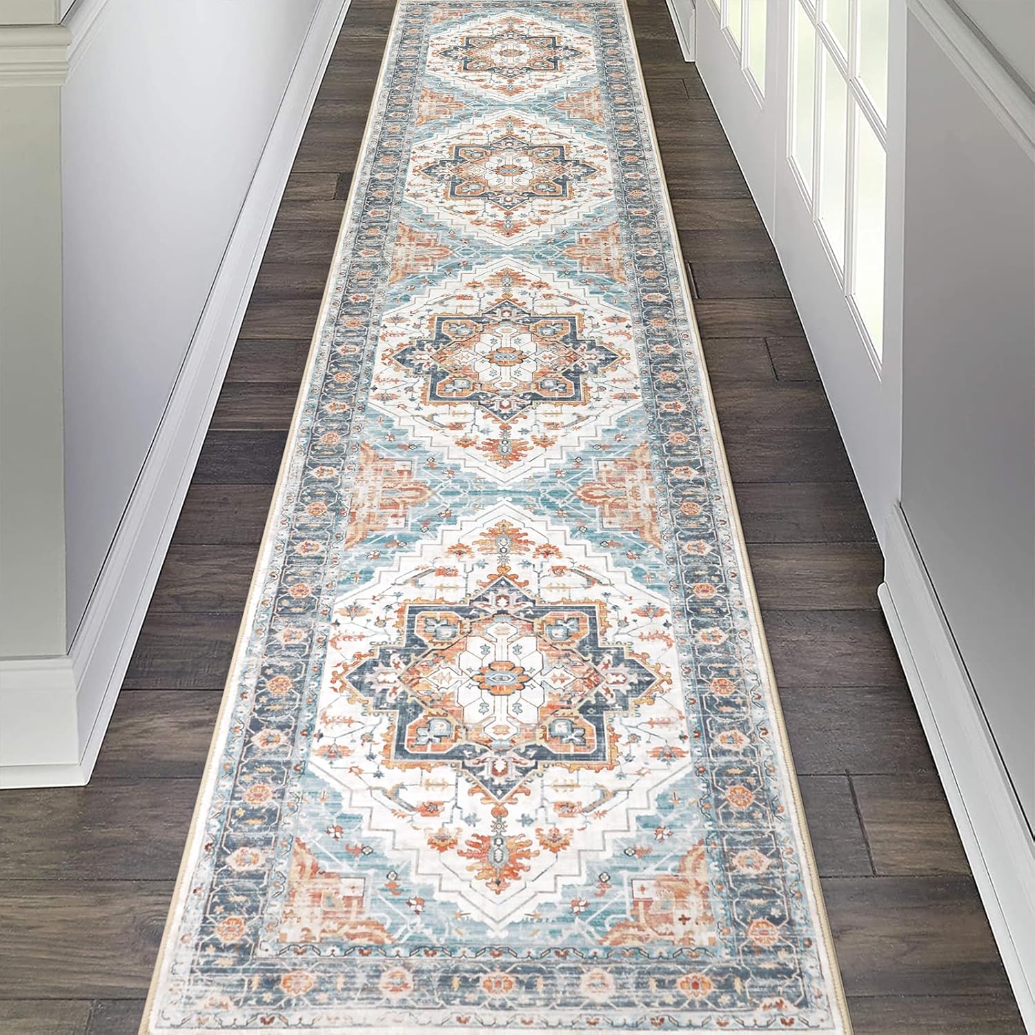 Pauwer Hallway Runner Rug 2×10, Long Washable Kitchen Rugs Runner, Farmhouse Vintage Medallion Area Rug Carpet Runner, Soft Throw Rugs for Bedroom, Non Slip Floor Runner for Entryway Laundry Pauwer Hallway Runner Rug 2×10, Long Washable Kitchen Rugs Runner, Farmhouse Vintage Medallion Area Rug Carpet Runner, Soft Throw Rugs for Bedroom, Non Slip Floor Runner for Entryway Laundry