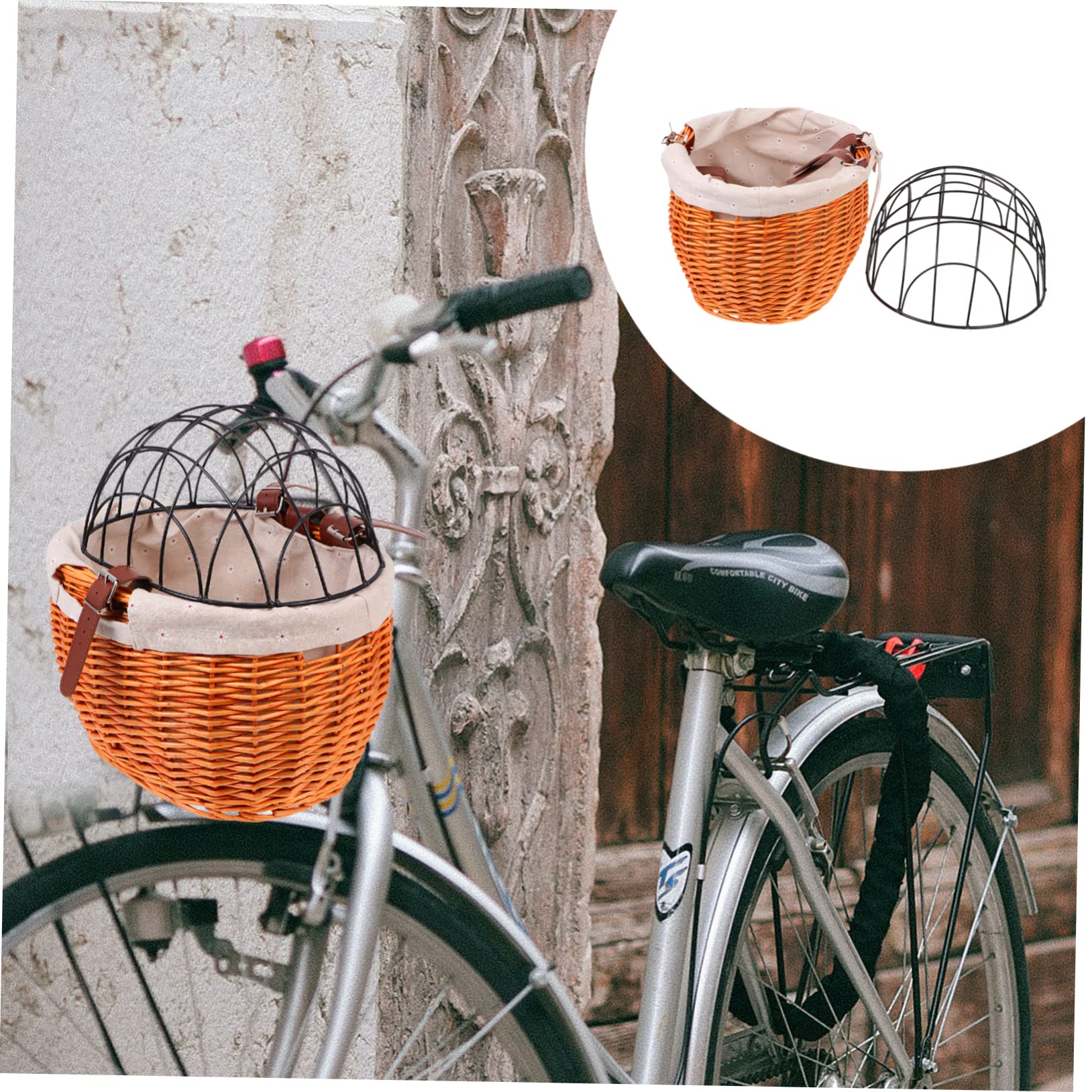 HEMOTON Panier Vélo Osier Tressé pour Animaux Chat Chien Panier De Vélo De Rangement Robuste Installation Facile Et Rapide