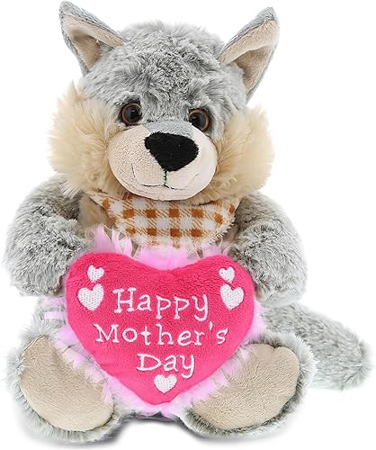 DolliBu Peluche de feliz día de la madre, mensaje de corazón para la mejor mamá, abuela, esposa, madrastra, mamá, lindo oso de peluche suave y