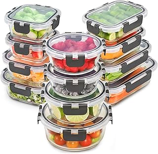 Freshware Glass Storage Containers with Lids, 24 Pieces, 12 Containers w...