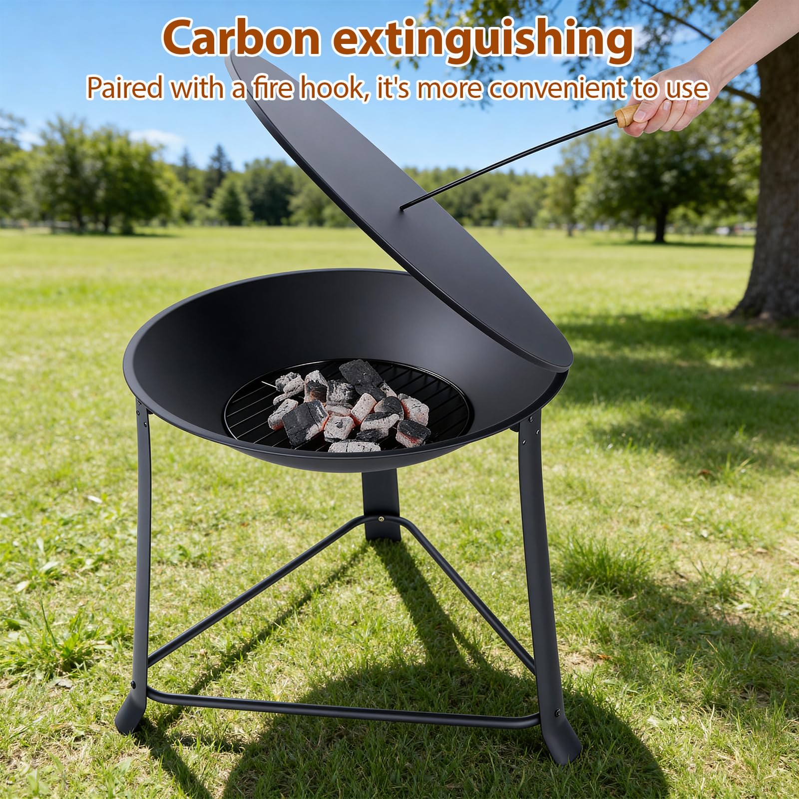 Brasero Exterior con Parrilla y Protector Antichispas, Estufa Jardín y Terraza, Jardín Chimeneas de Hierro para Carbón Ø 55 cm