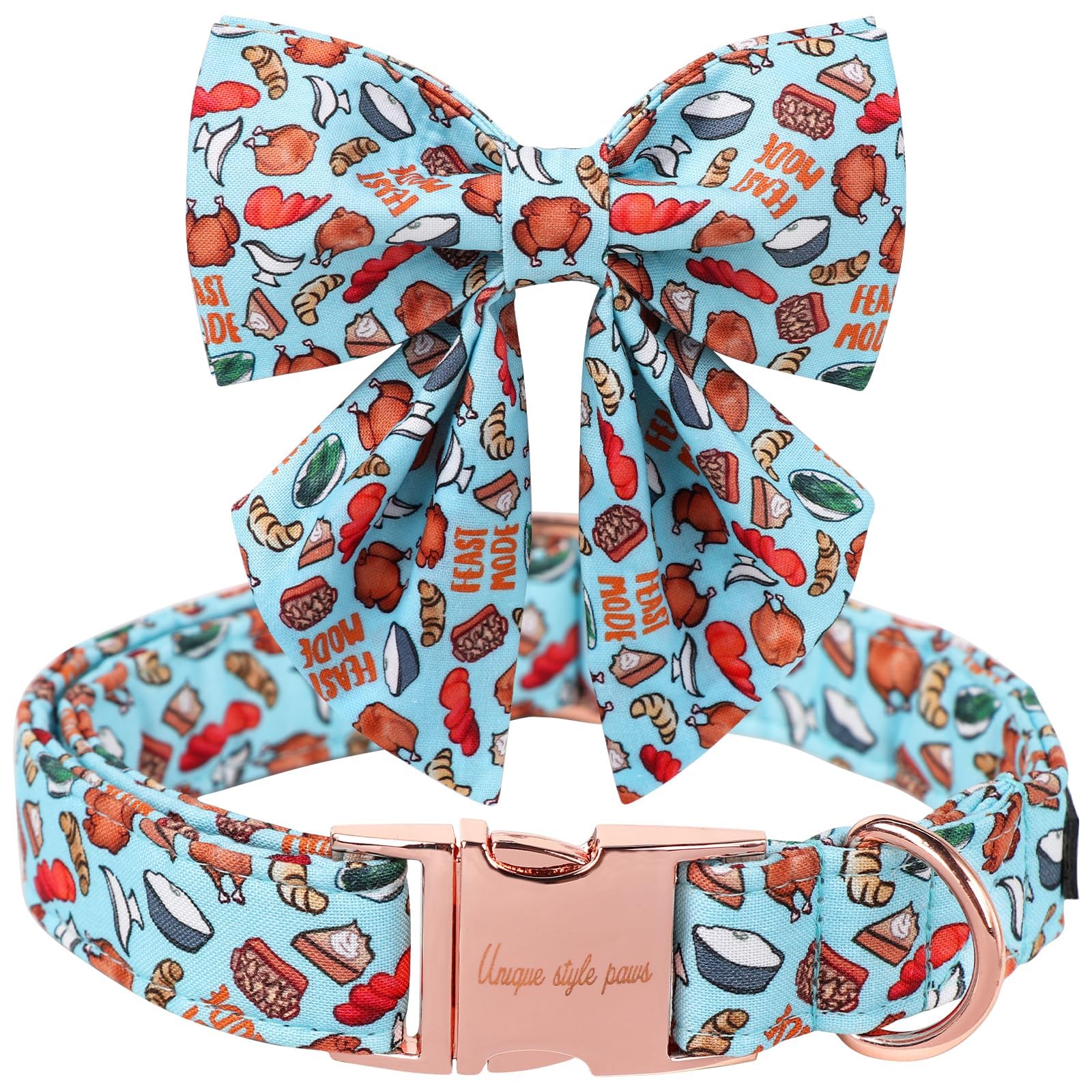Unique style paws Hundehalsband mit Fliege, Bequemes Hundehalsband aus Baumwolle, Erntedankfest Fliegenhalsband für Jungen Mädchen Hunde, Fliegenhalsband mit Metallschnalle, S, Hals 10-16in