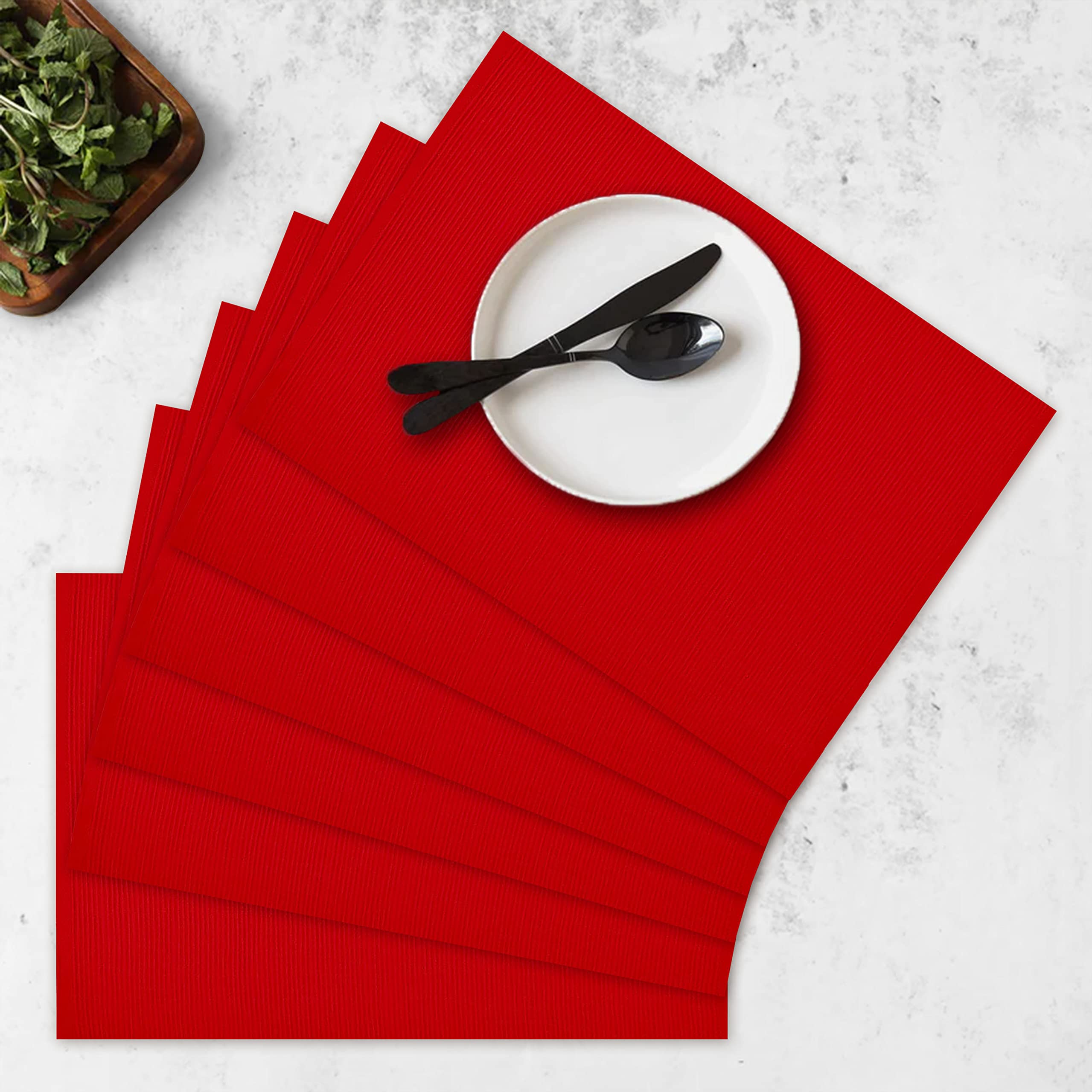 Orange Cotton Placemats - Set of 6 -4