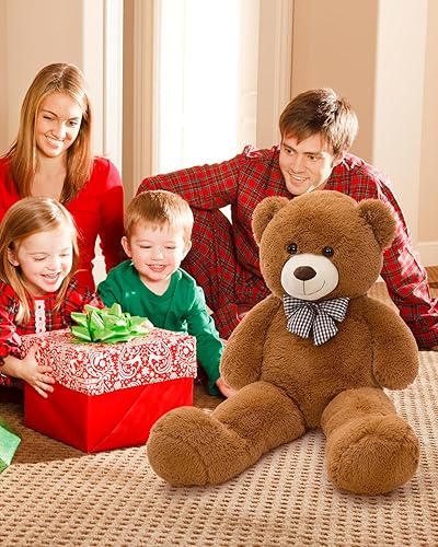 Miniatura 98 de MaoGoLan Oso de peluche color rosado gigante de 55 pulgadas, animales rellenos grandes y de tamaño real para novia Rosa,Azul,Marrón,Crema,Marrón