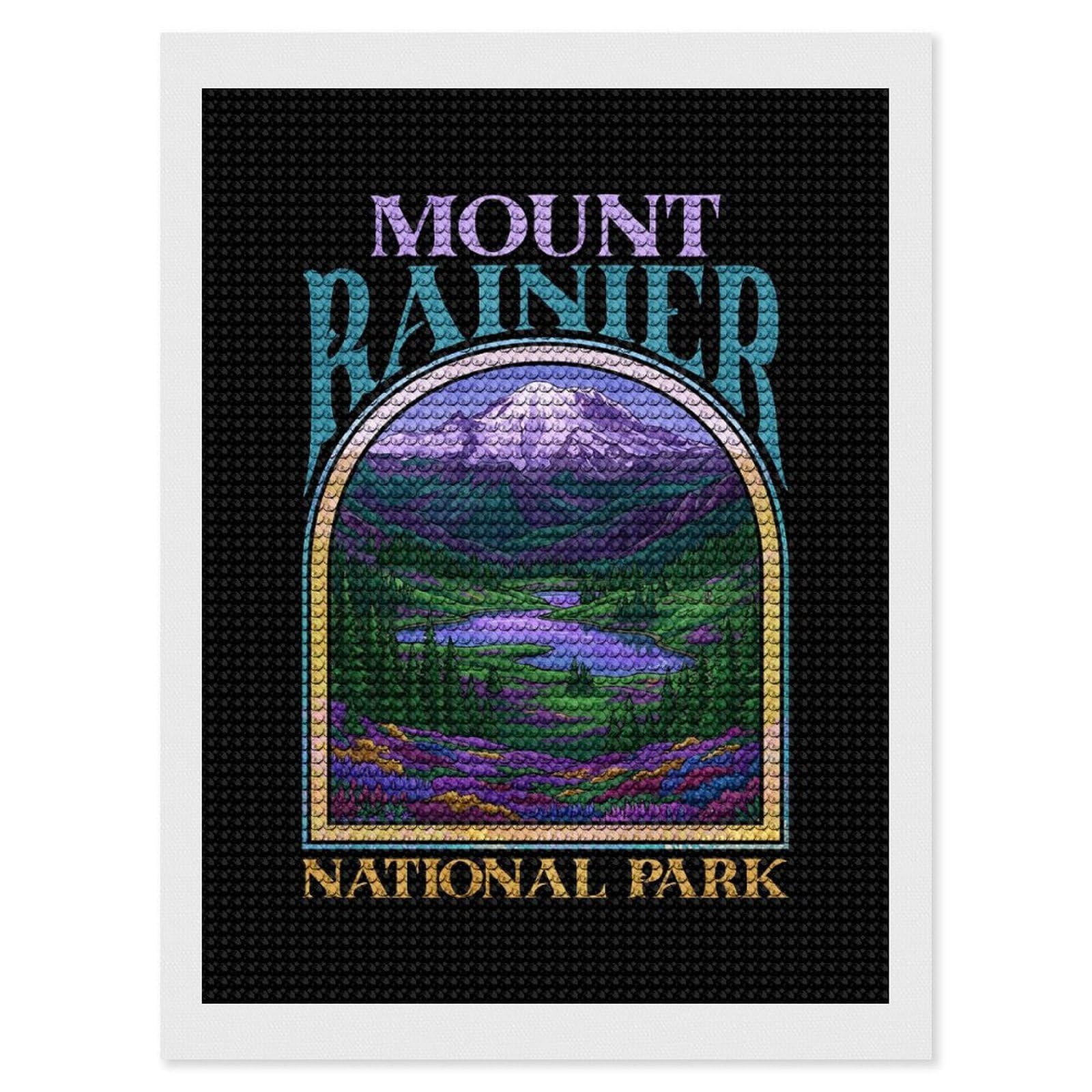 Junmoney Mount Rainier National Park Art Full Drill Diamond Painting Kit 12"x16", Mindful Craft Activity, Bedroom Decor, for Adults, Gift Idea