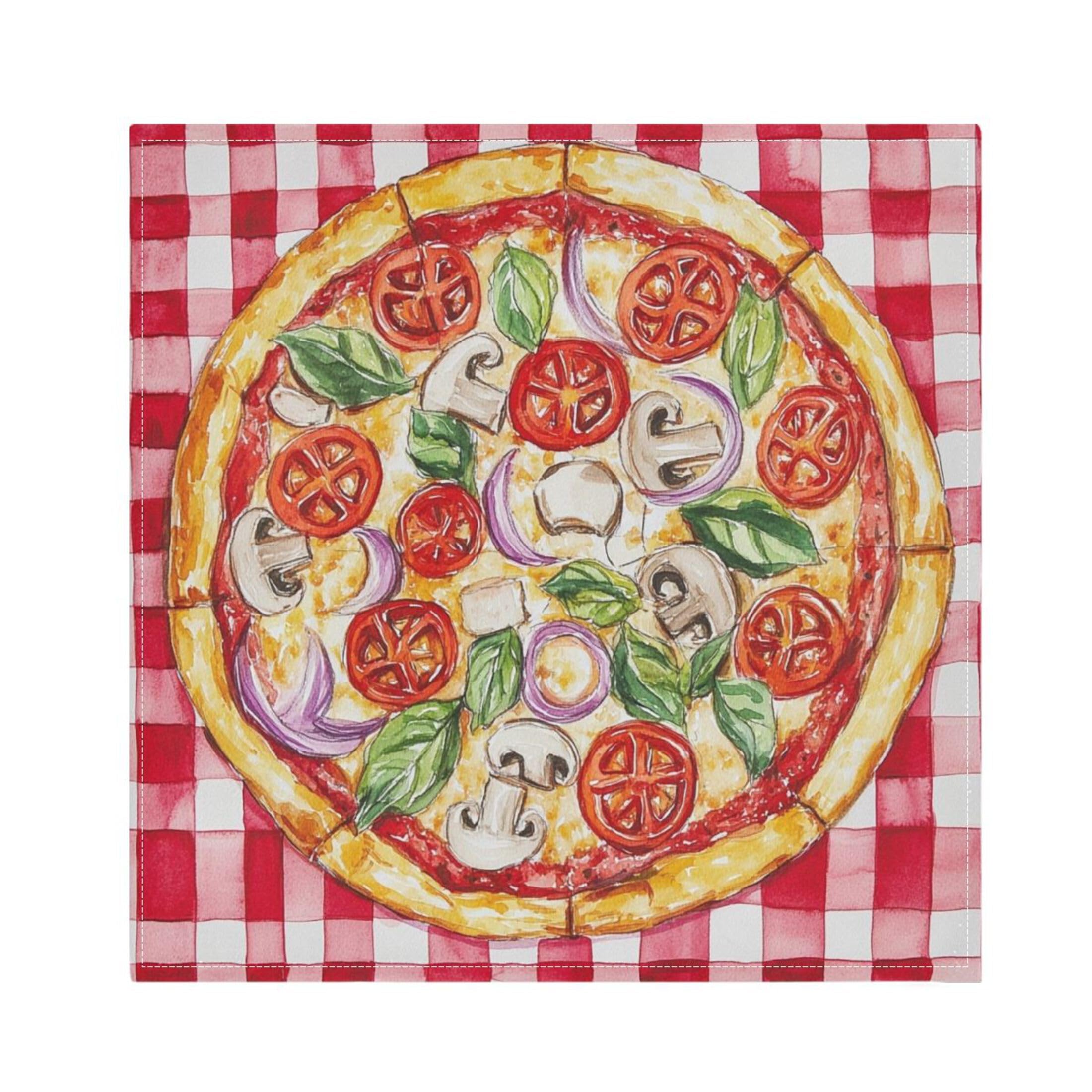 Fuauuyl Cloth Napkins Set of 6 Pizza Dinner Napkins 20x20 in, Washable & Reusable Fabric Table Napkin for Dining Parties Holiday, Eco-Friendly