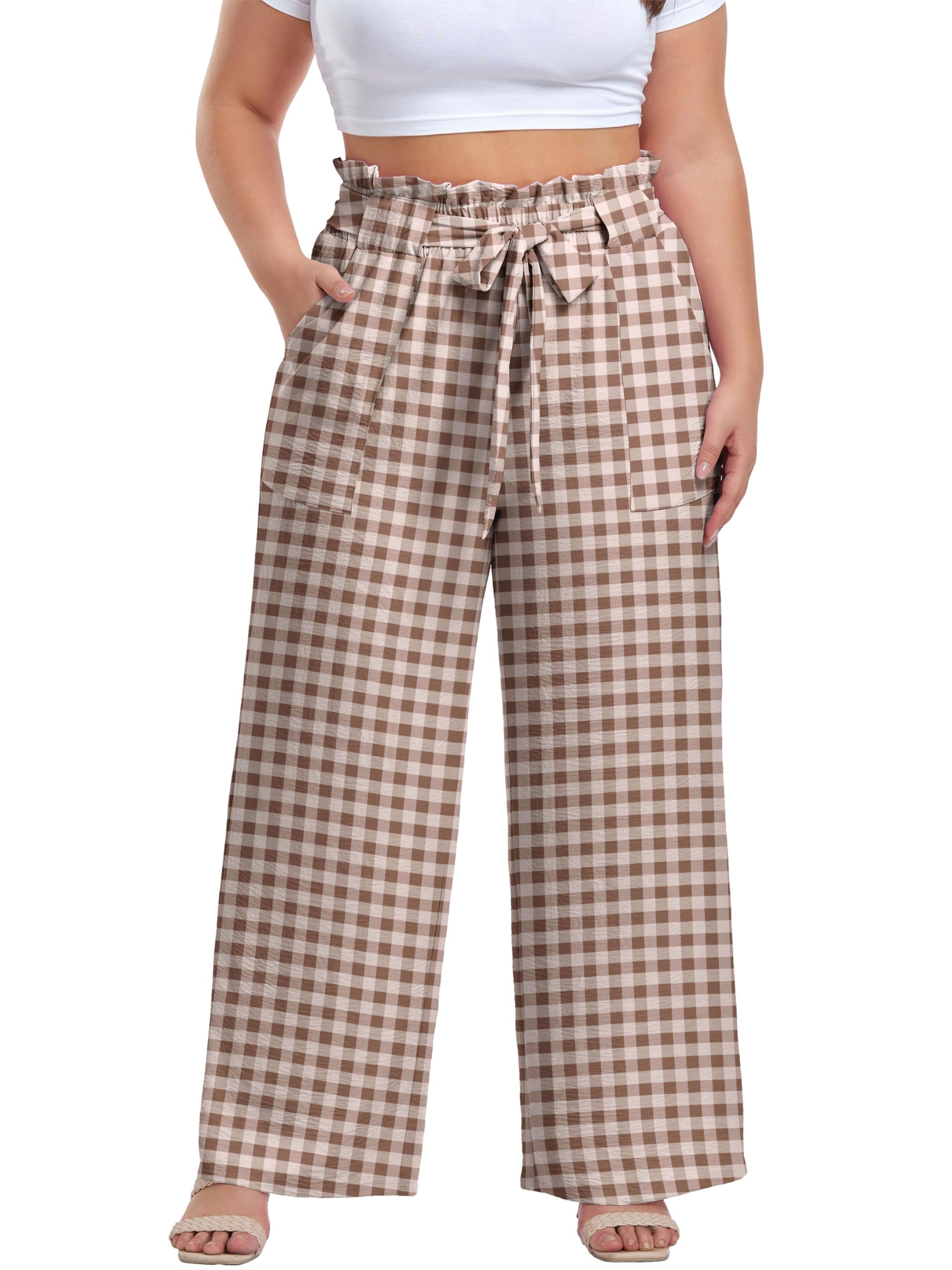 OLRIK Plus Size Pants for Women High Waisted Wide Leg Casual Palazzo Pants