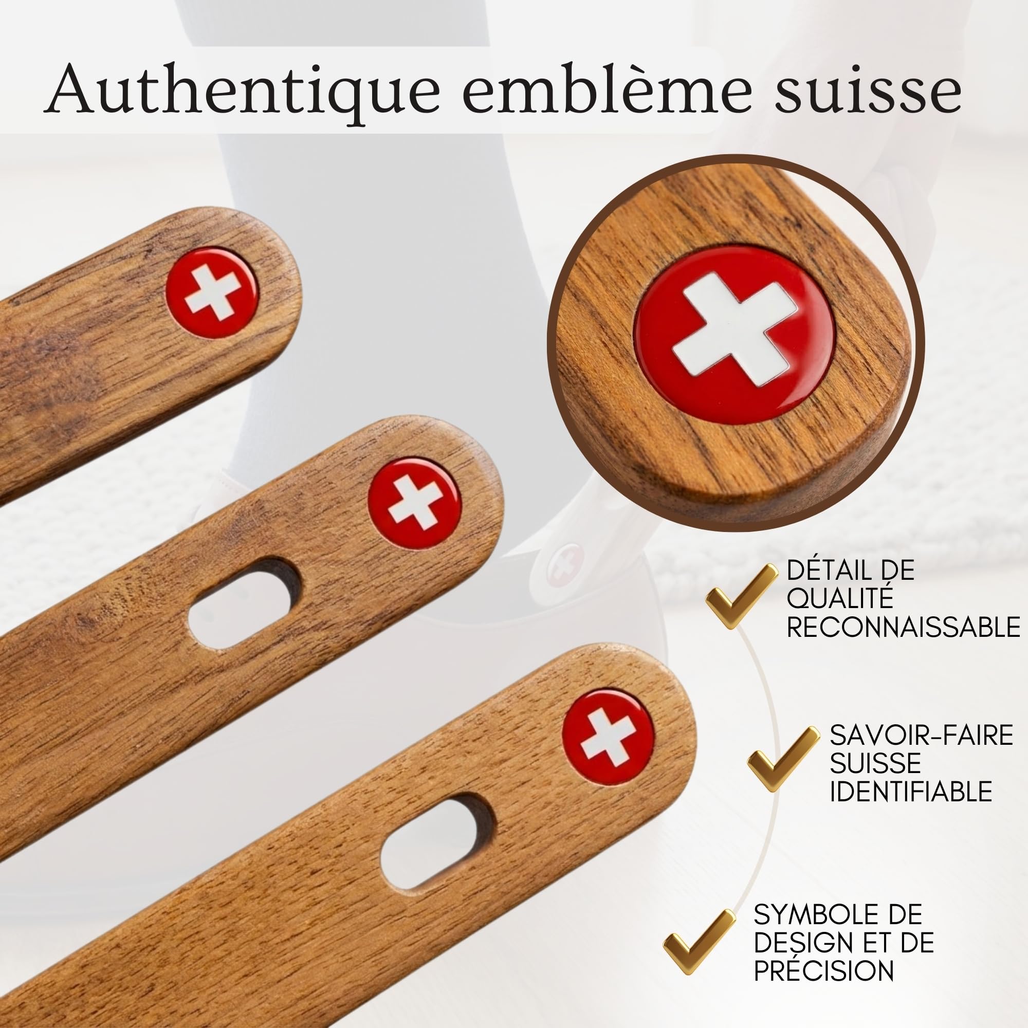 PAVLOVA'S Chausse Pied Fait Main En Noyer Suisse Massif | Lot De 3 Tailles De Manche | Édition Limitée | Facile À Utiliser Et Pratique Pour Hommes, Femmes, Enfants Et Seniors | Garantie 10 Ans