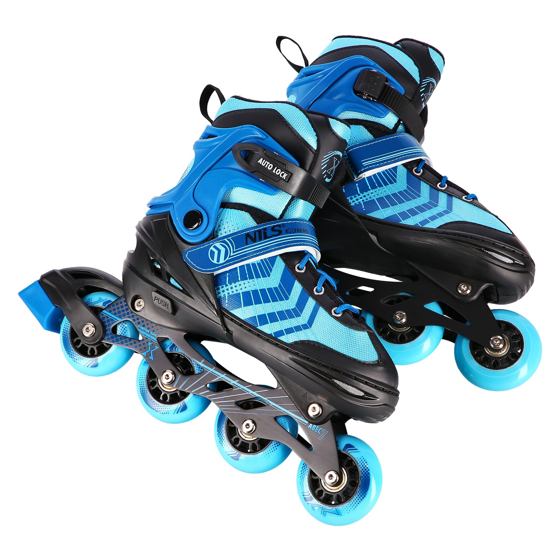 Nils Extreme Devin 4in1 Eishockeyschlitter, Farbe:Schwarz/Blau, Größe:L (39-43)