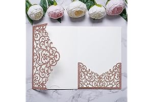 20PCS Rose Gold Glitter Laser Cut Wedding Invitations