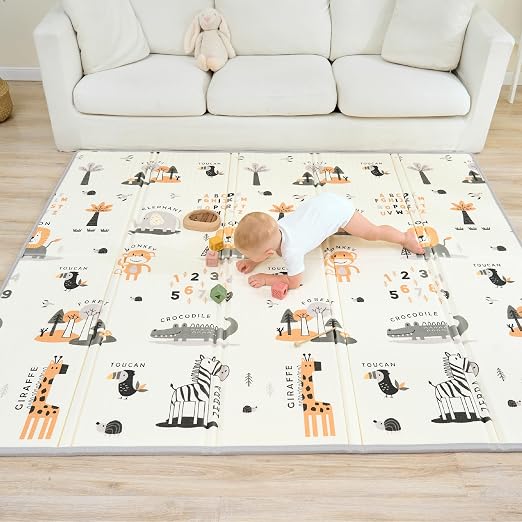 SUPERBE BEBE Tapis de Sol Pliable et Réversible XXL 150 x 180 cm en Mousse Polyéthylène Haute Densité