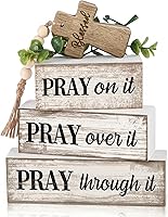 Vista 39 de 4 piezas de decoración de mesa de madera de granja, decoración de bandeja escalonada para decoración rústica retro de madera en forma de casa