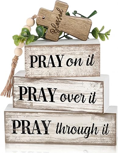 Miniatura 39 de 4 piezas de decoración de mesa de madera de granja, decoración de bandeja escalonada para decoración rústica retro de madera en forma de casa,