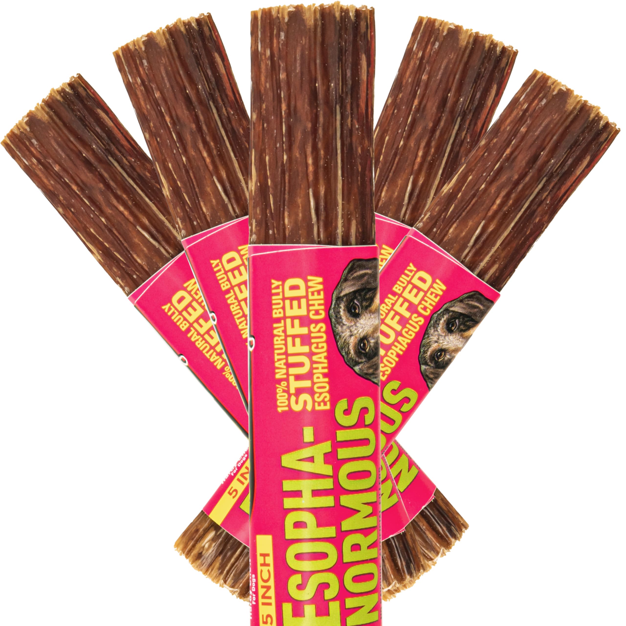 etta says! Esophonormous Esophagus Stuffed Bully Sticks for Dogs - Made in The USA with All Natural, Limited Ingredients - High Protein Dog Chew - 5",