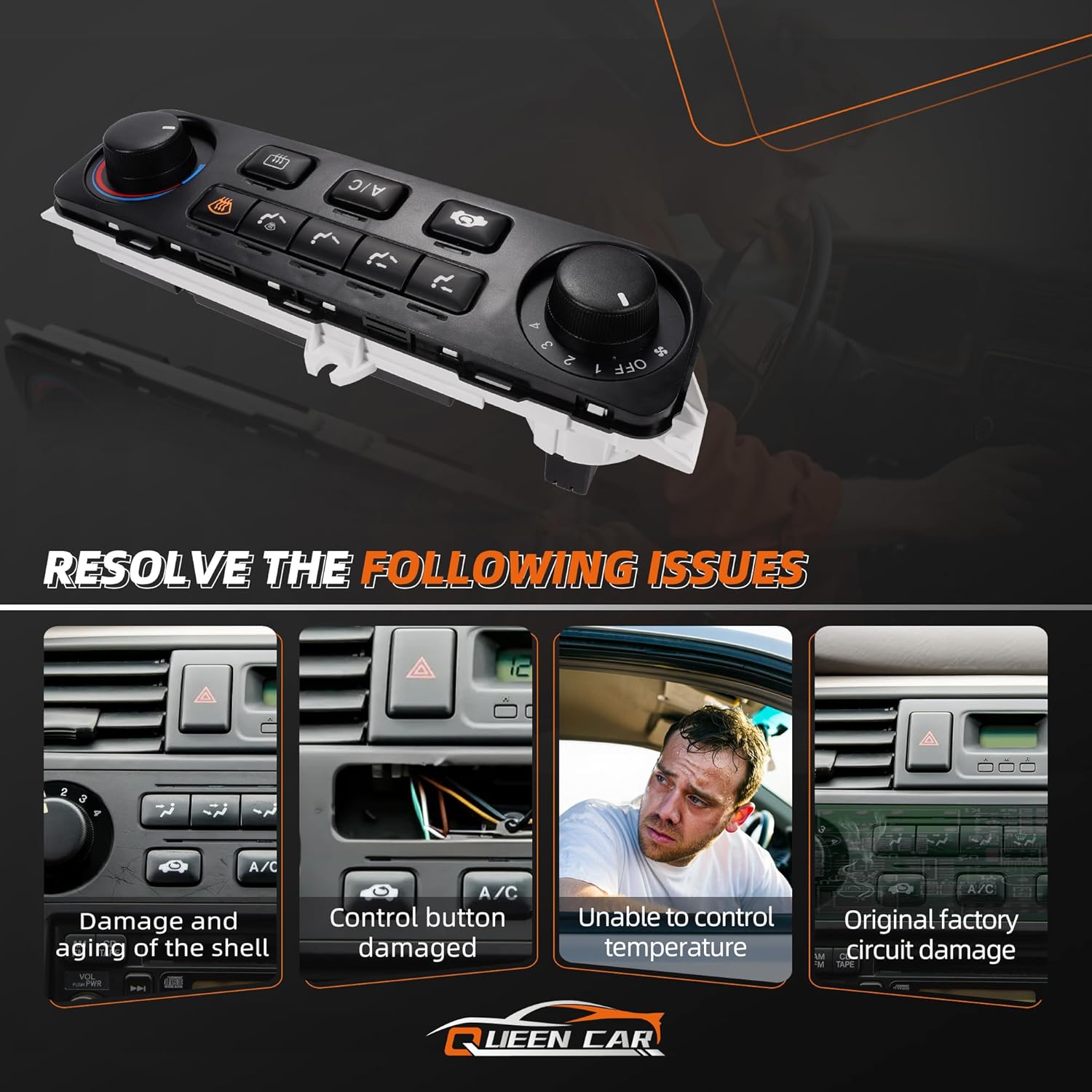 Heater Climate Control Switch Module Panel，A/C Climate Temp Unit Compatible with 2001 2002 Honda Accord 79600-S84-A21ZA