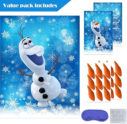Miniatura 2 de Juego de pin de fiesta de Navidad con la nariz en el Olaf para niños, juego de pines de Olaf con calcomanías reutilizables, suministros de fiesta de