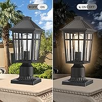 Vista 4 de Darkaway Luces de poste para exteriores + adaptador de luz para poste, iluminación de cubierta de poste de valla para jardín, patio, camino
