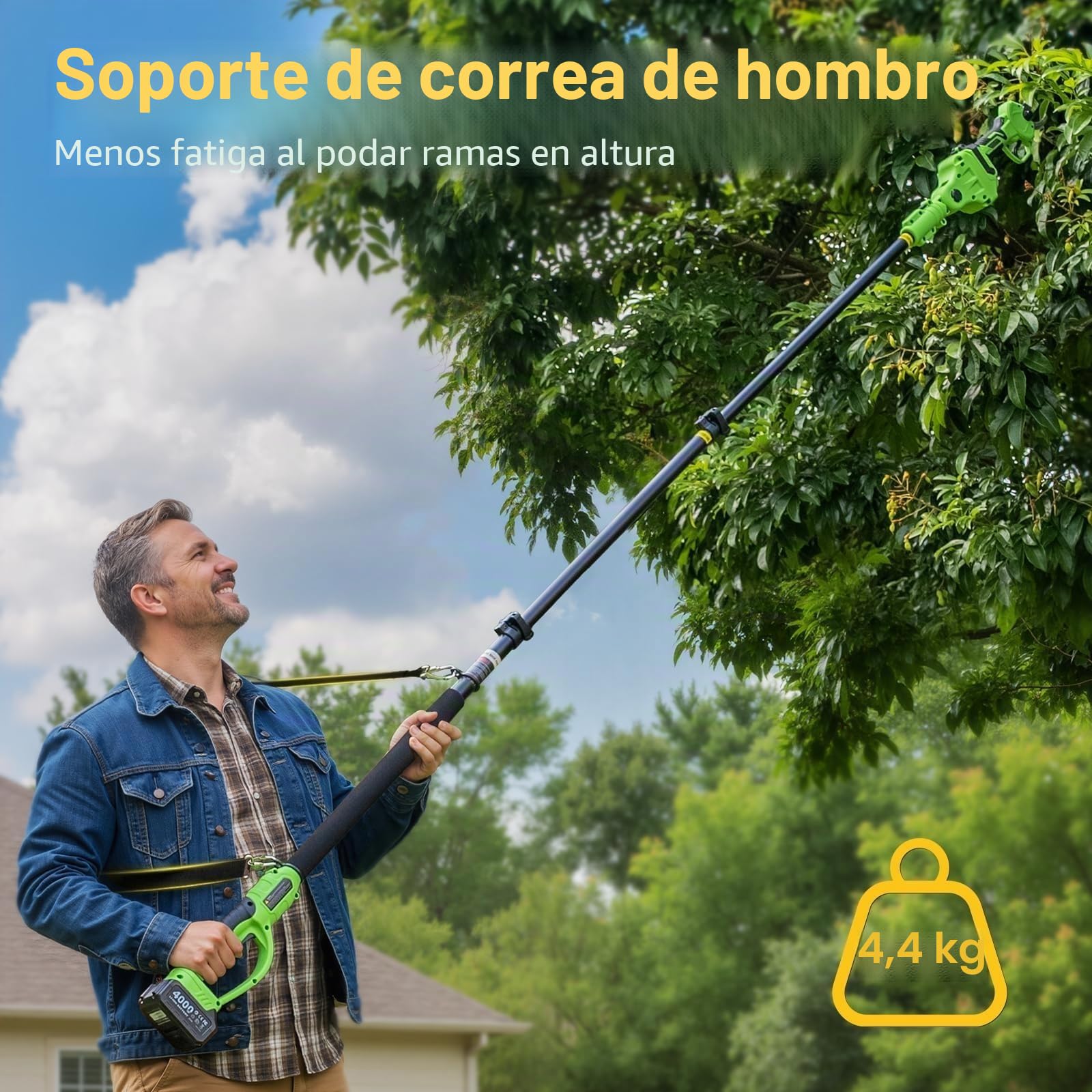 TaskStar Tijeras de Podar Eléctricas Inalámbricas 2 en 1: Diámetro de Corte 40mm Podadora de Poste Sin Escobillas – 2 Baterías de 4000mAh, Hoja SK5 de Repuesto, 4 Modos de Corte para Flores y Árboles