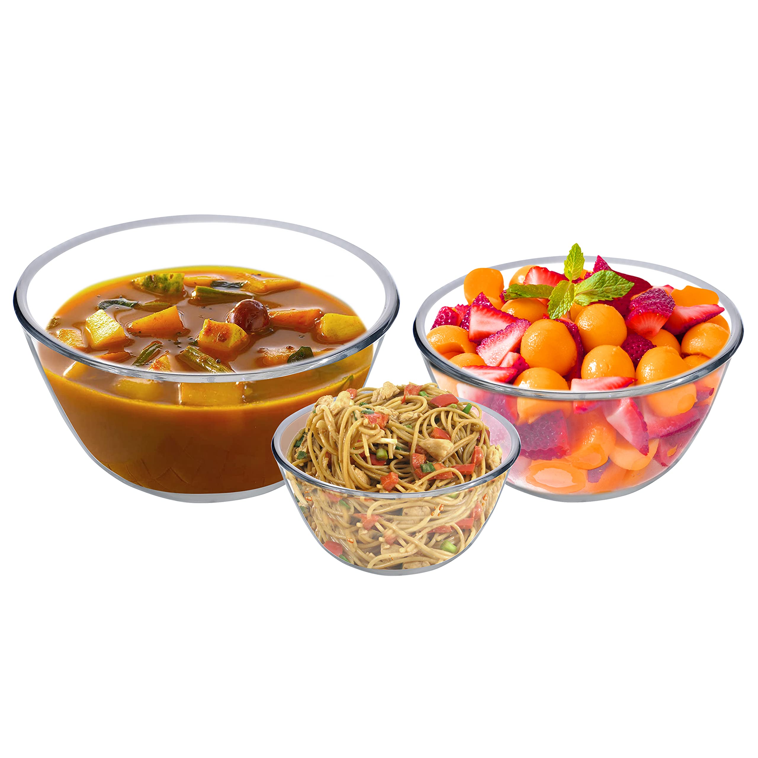 Buy SIMPARTE Borosilicate Glass Mixing & Serving Bowl Set of 3