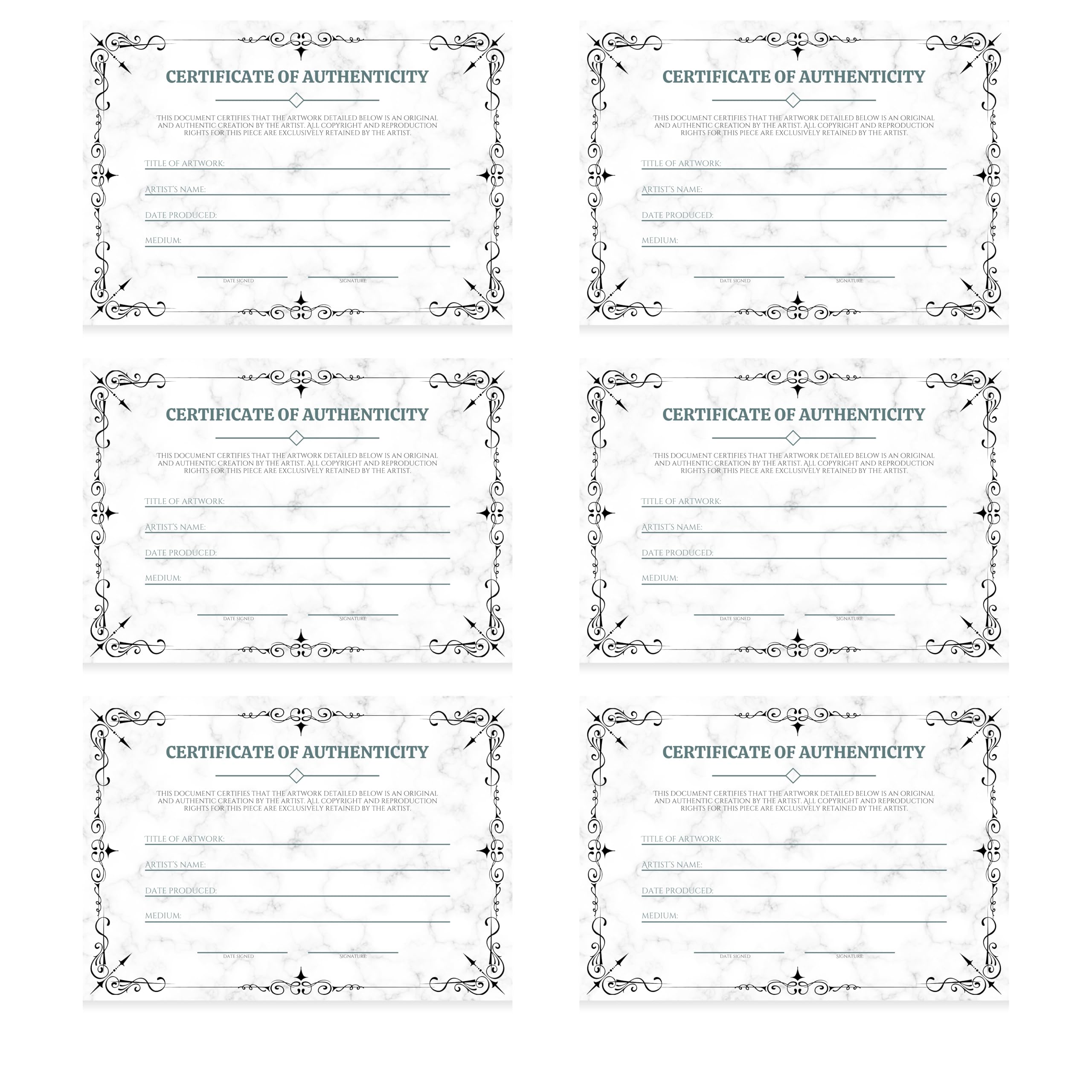 Mini Certificate of Authenticity, 5 x 7 Inch Premium Certificates