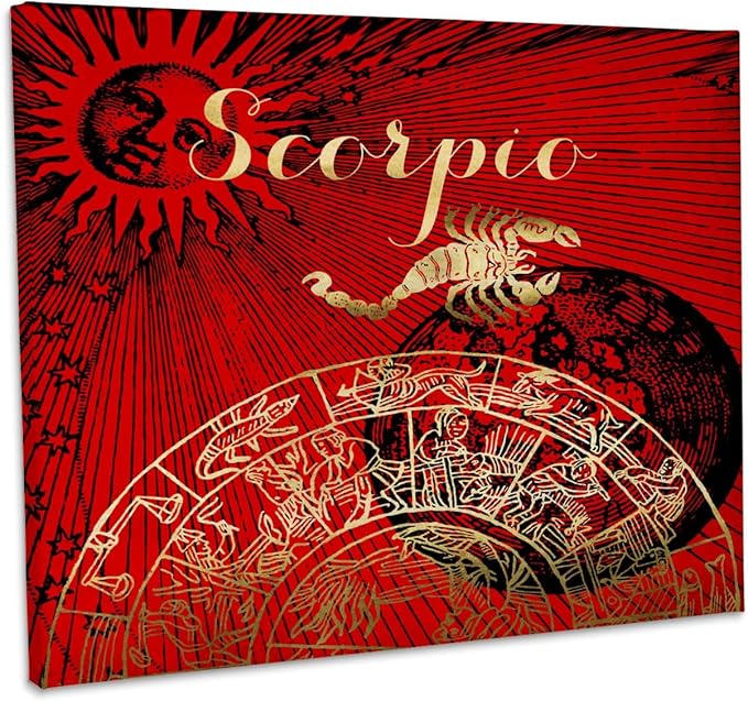3dRose, Scorpio Symbol Astrology Wheel Zodiac Sign Horoscope, Museum Grade Canvas Wrap 14x11