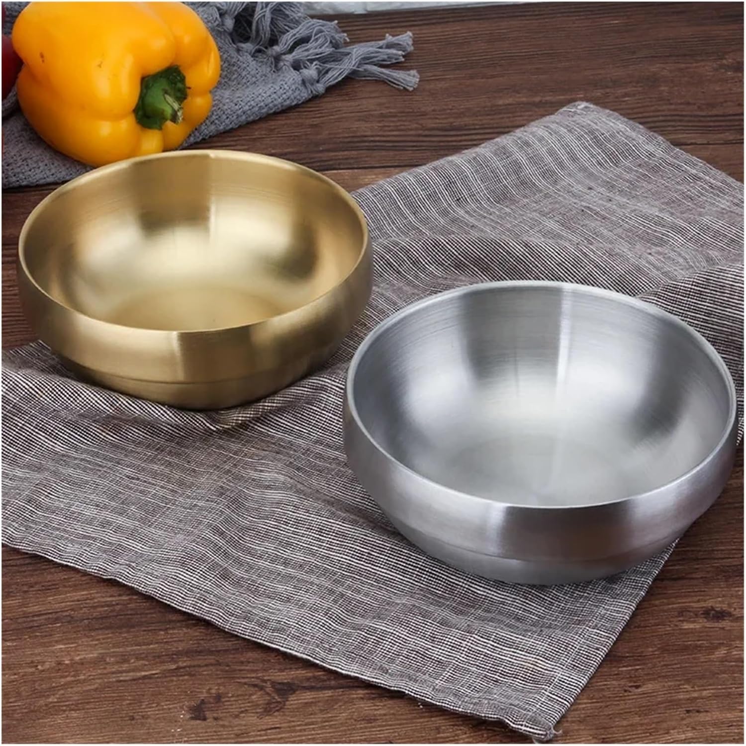 Stainless Steel Mixing Bowl Double Thick Stainless Steel Bowl Polished Noodles Soup of Rice Set(Silver,12CM)