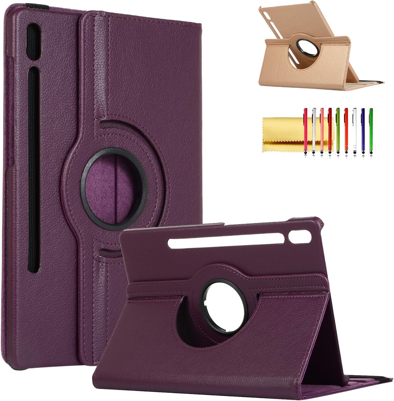 Techcircle Smart Cover for Samsung Galaxy Tab S7 2020, Slim Folio Rotating Stand Case with Auto Wake/Sleep Multi-Angle Viewing PU Leather Case for Galaxy Tab S7 11-inch -T870/T875/T876, Purple