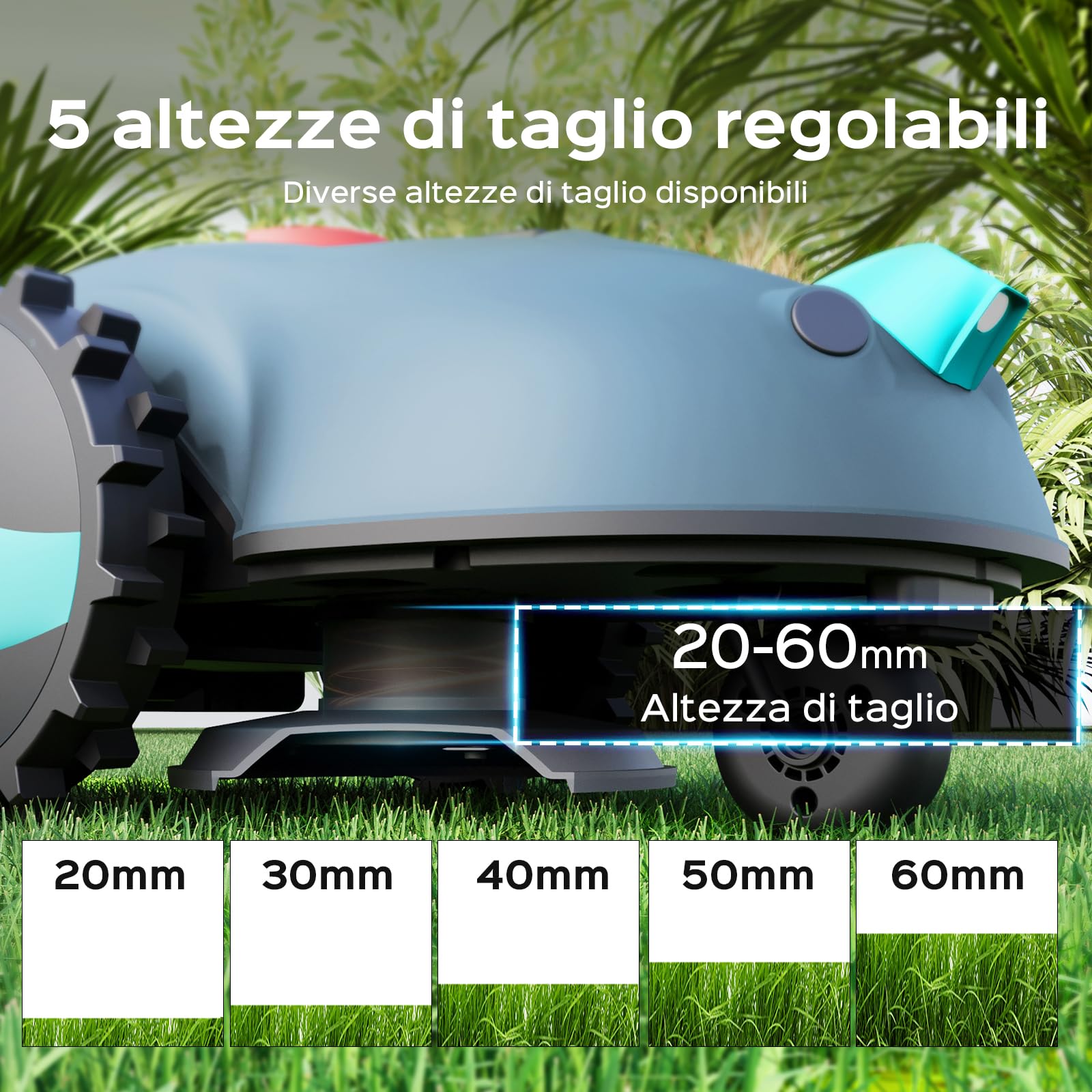 YARDCARE V100 Robot Tagliaerba a Batteria con Navigazione Visiva, Rilevamento di 150 Ostacoli, Robot Tosaerba Elettrico Fino a 150 m², Robot Tosaerba Eelettrico con Lame di Ricambio