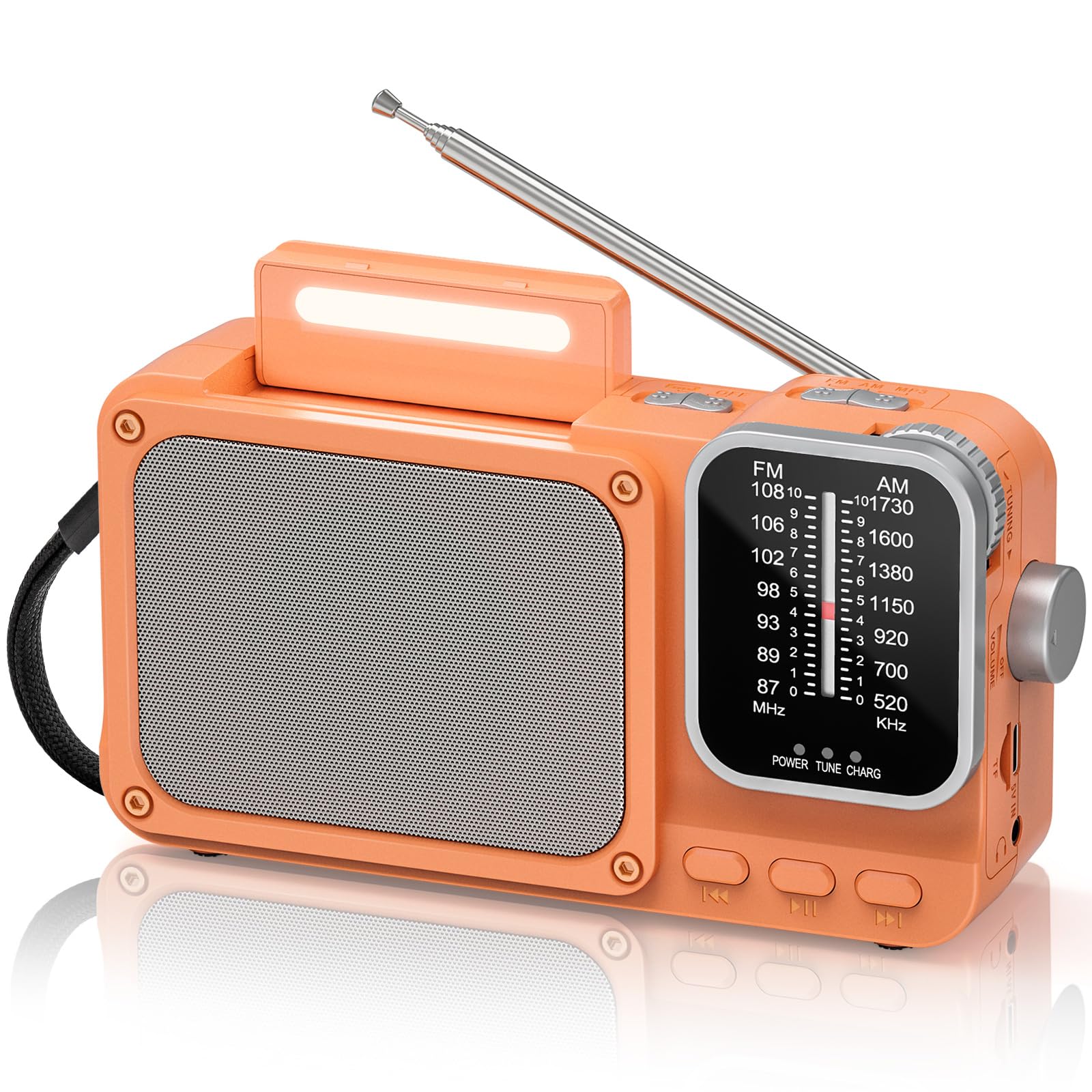 Goodes Portable Radio AM FM with Best Reception, Bluetooth Transistor Radios with TF Card Slot, LED Light and Headphone Jack, AC Power or Battery Operated, Emergency Radio for Home Kitchen Outdoor-image-26
