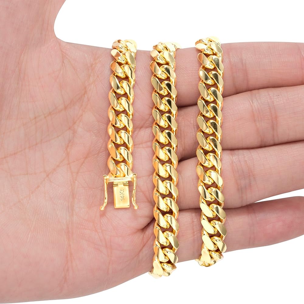 Amazon | Nuragold 14Kイエローゴールド 8mm ソリッドマイアミ