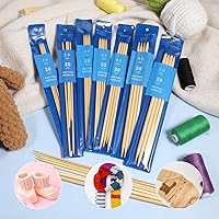 Vista 5 de 35 agujas de tejer de bambú de doble punta de 2/2.5/3/3.5/4/4.5/0.197 in, 7 tamaños, agujas de tejer de bambú, calcetines para suéter con regla