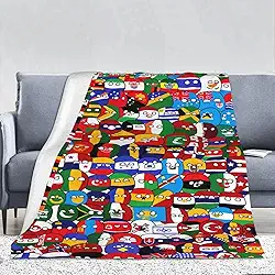 Polandball Countryball Mapa do Mundo Cobertor Macio Aconchegante Leve Flanela Macia Microfibra Fofa Todas as Estações Manta Engraçada Cobertor de Pelúcia Fuzzy Cobertor para Sofá Cama 127 cm X