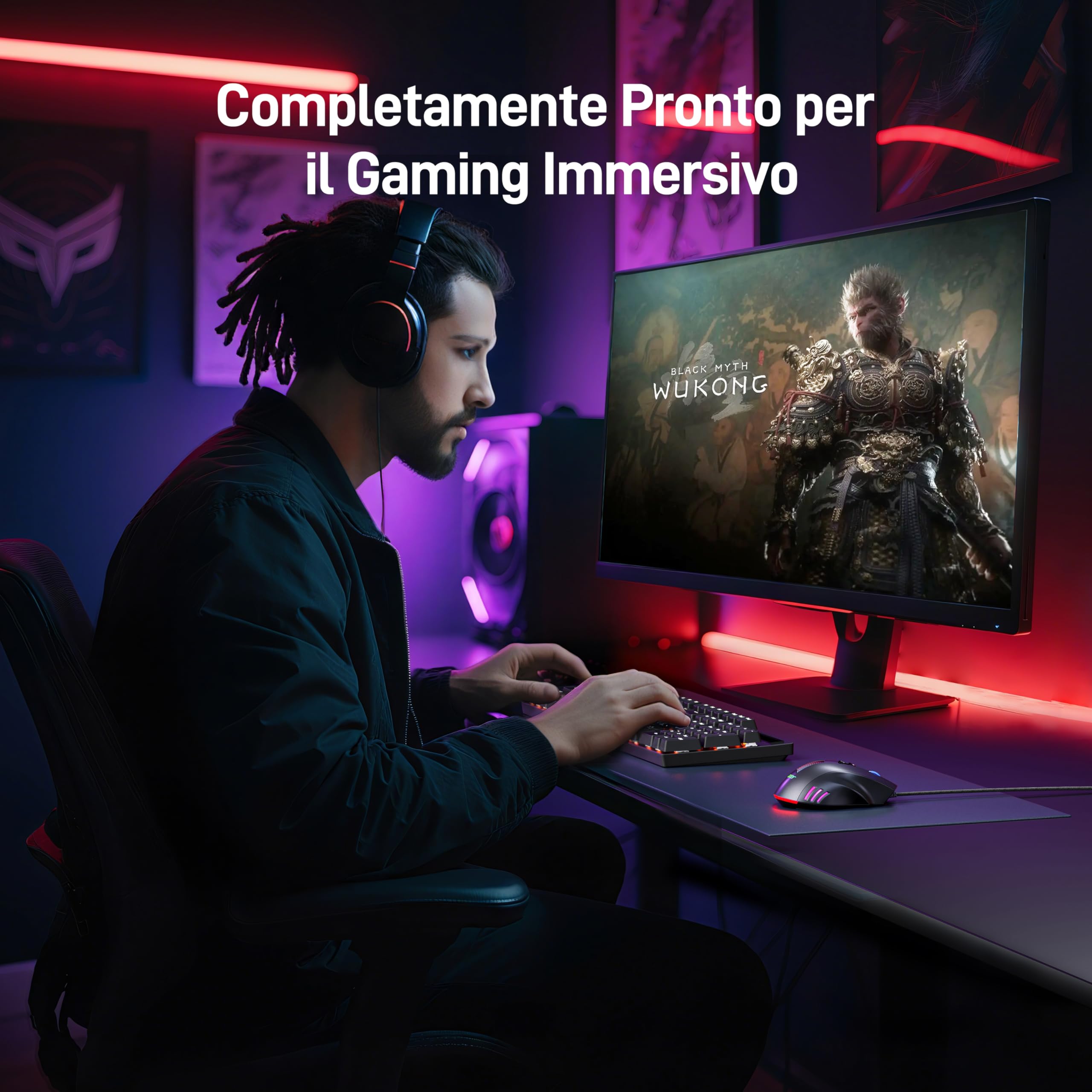 Acer Mouse Gaming Cablato per PC, Sensore da 12800 DPI, 8 Pulsanti Programmabili con Tasti Laterali, Pulsante di Fuoco Programmabile con Macro, RGB Personalizzabile, Mouse da Gioco per MOBA/FPS