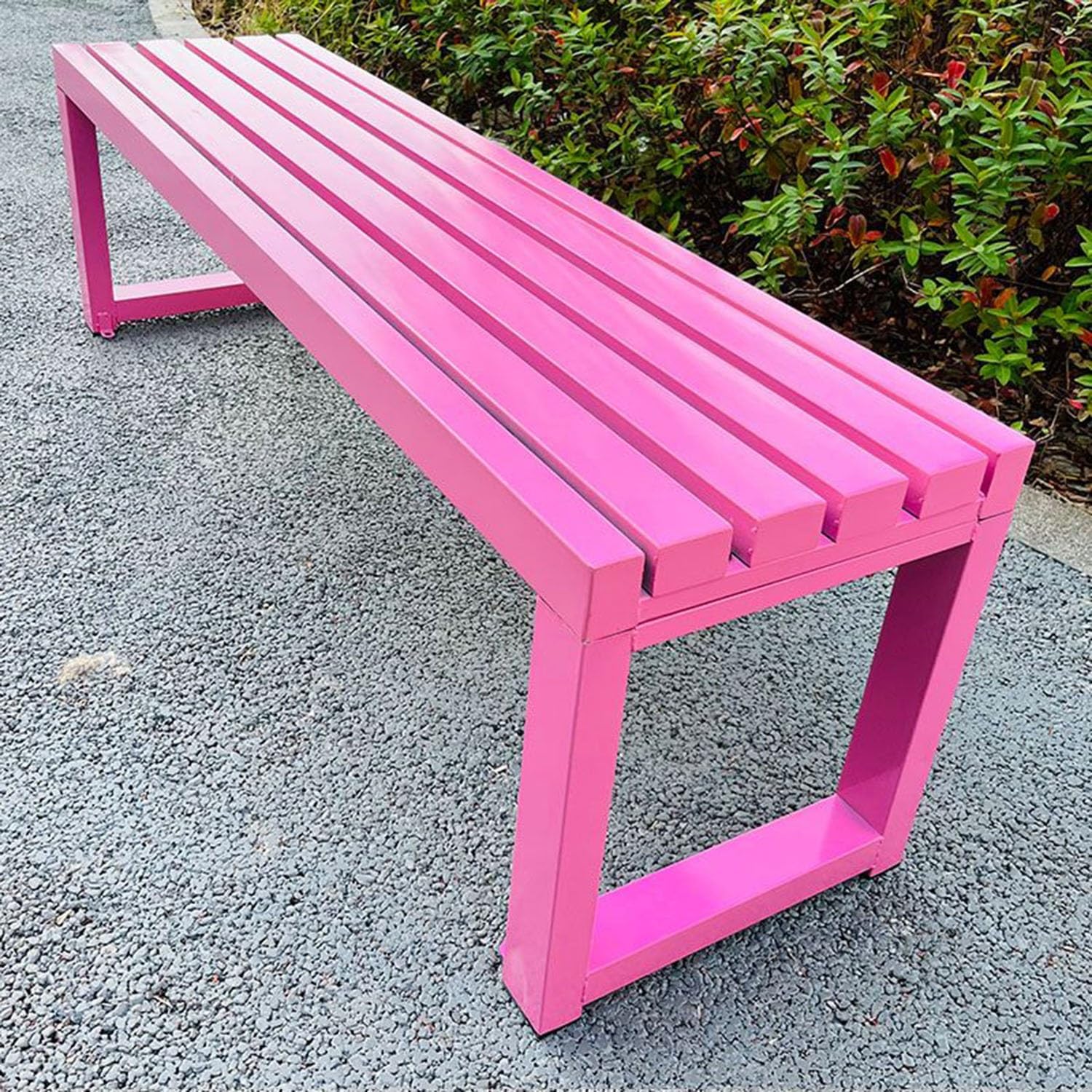 Banc de jardin anti-rouille 2 places | Mobilier extérieur rose en acier robuste