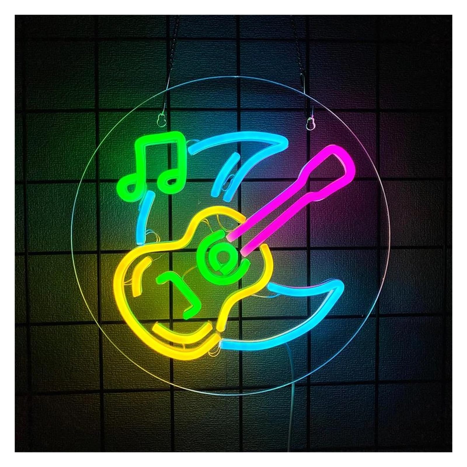 Lemst One Color Signs Lamp Neon Guitar Sign, Acrylic Night Lights With Usb Power Supply, Music Lovers, Art Walls, Music Studios 30Cmх30cm
