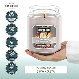 Candle-lite Fall Scented Candles, Evening Fireside Glow, 18 oz Jar, Proudly Poured in The USA, Aromatherapy Candle, Single-Wick with 110 Hours of Burn Time, Perfect for Creating a Refreshing Ambiance