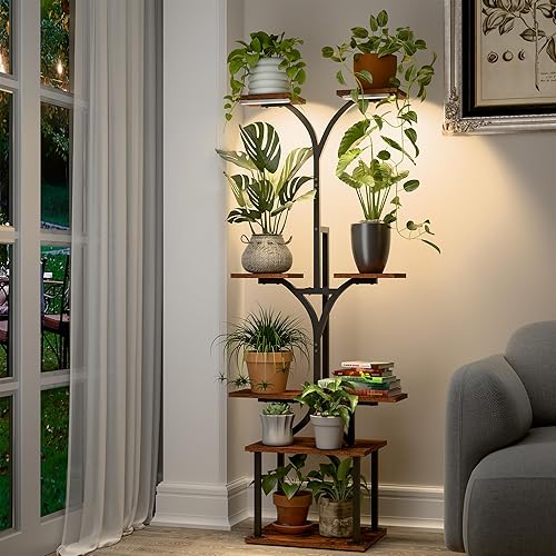Miniatura 3 de Soporte para plantas de interior con luces de crecimiento, estante de metal de 8 niveles, soporte alto de 58" para plantas de interior múltiples,