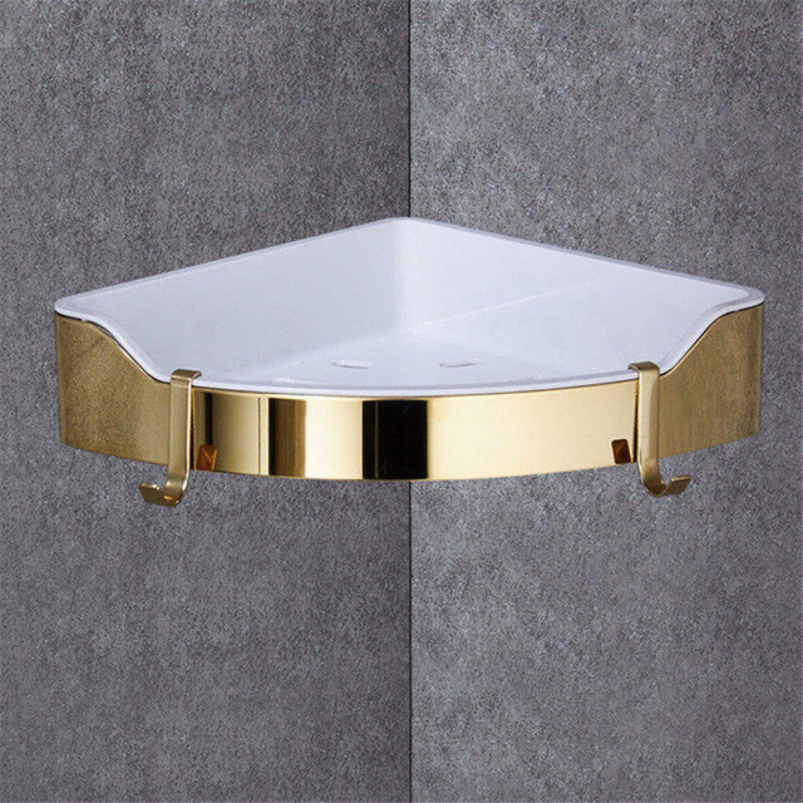 Estante de baño Estante de Ducha de baño de Acero Inoxidable 304 Estante de Ducha de baño Soporte de Estante de Carrito de Ducha Estante de Esquina montado en la Pared (Dorado 1 Nivel)