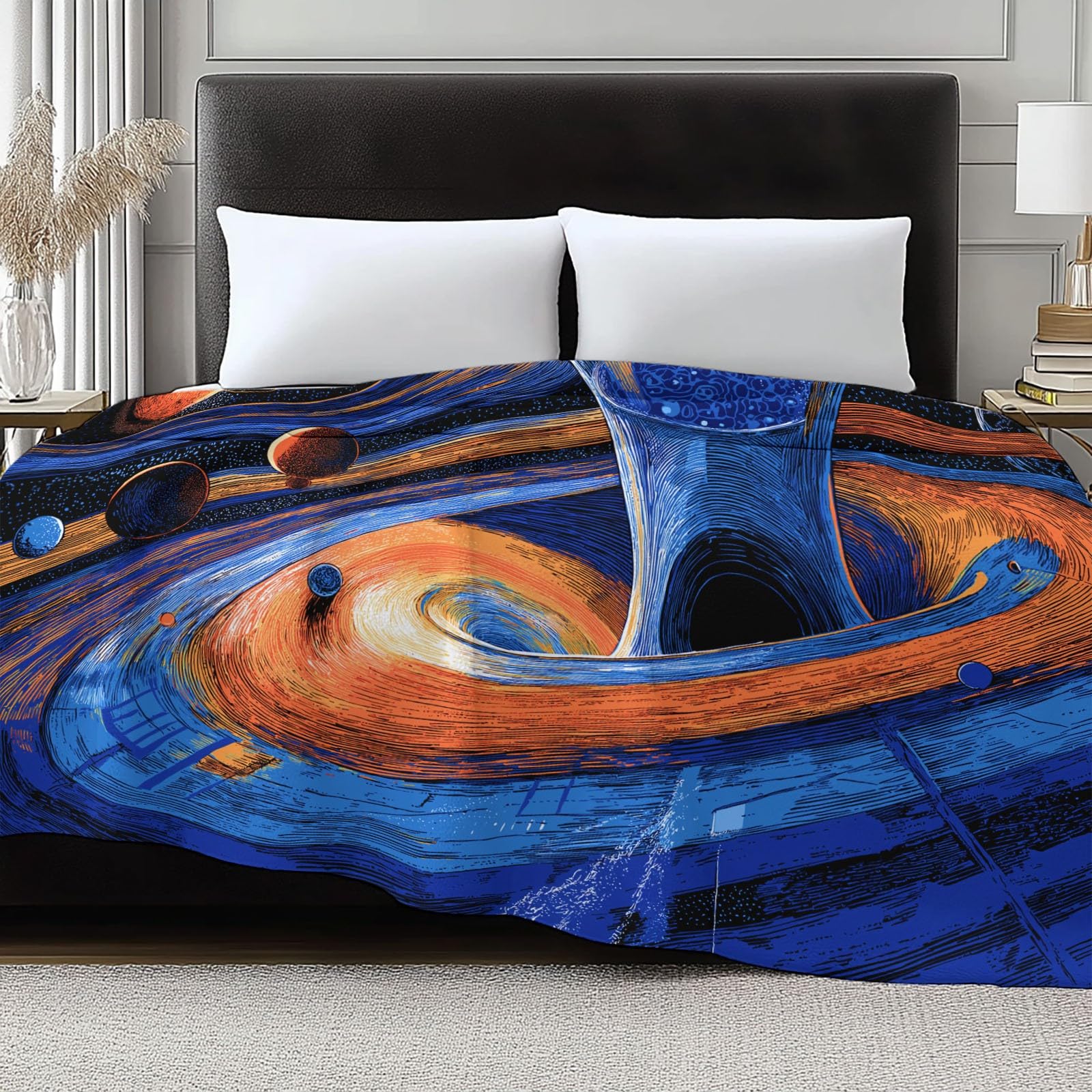 Fantazyjny flanelowy koc polarowy, narzuta na sofę, narzuta na sofę, wygodna narzuta na łóżko 2-osobowe narzuta na łóżko w kratę zimowy, 220 x 240 cm Niebieski