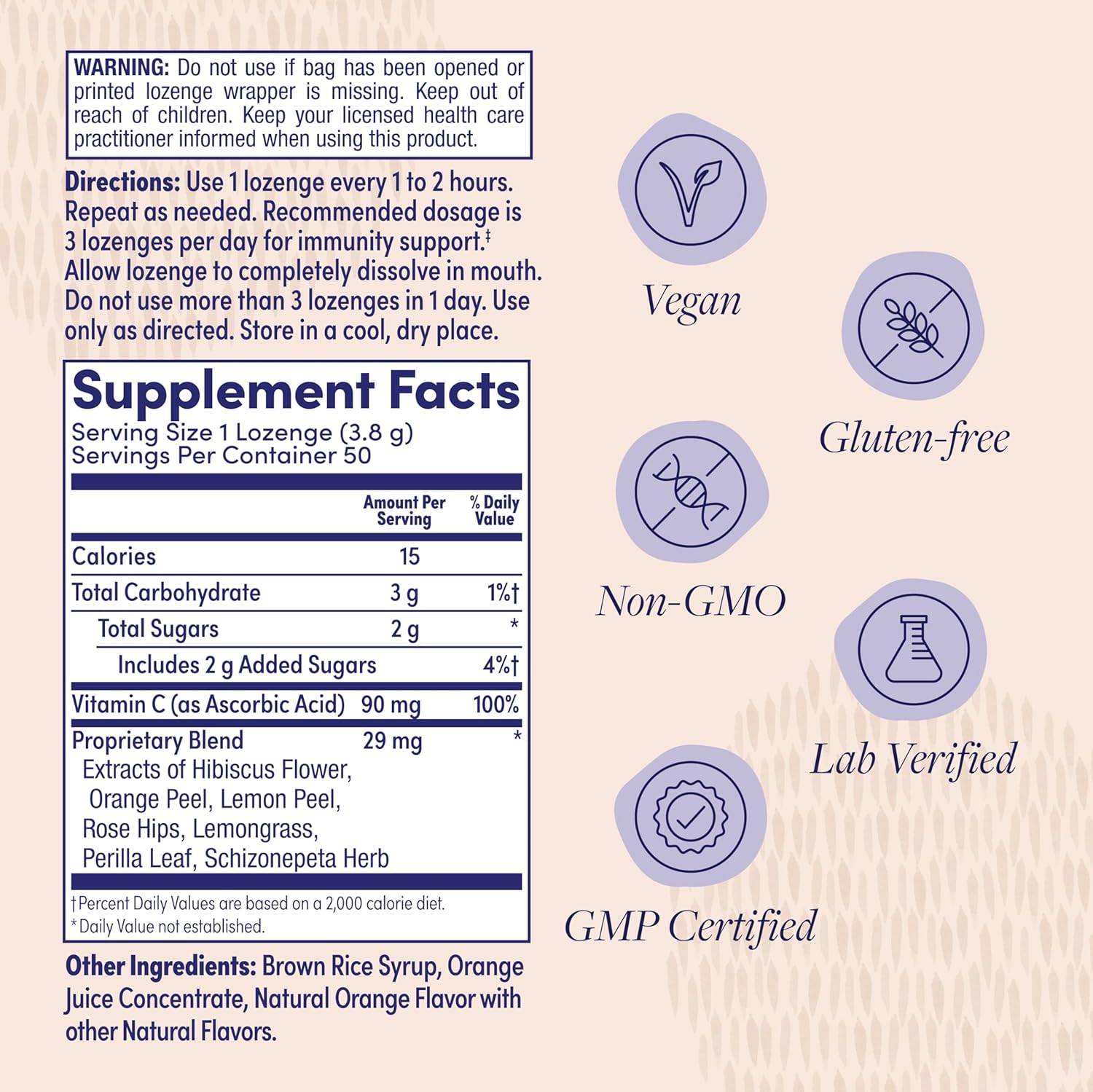 ZAND Immunity Orange C Vitamin C Throat Lozenges 2 Pack - Good-for-You Dry Mouth Lozenges - Immune Support Supplement w/VIT C and 7 Herbs - Soothe a Dry Throat - Natural Flavor, Gluten Free, 50ct ea - Image 2